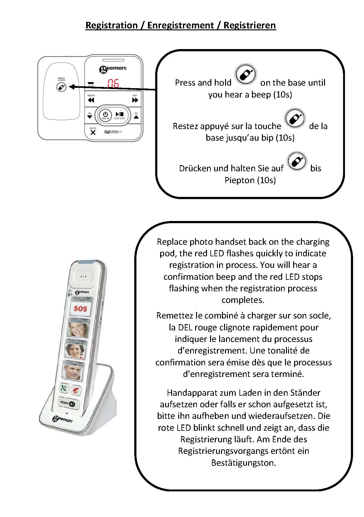 Geemarc PhotoDECT 295 Additional Handset RNID Connevans